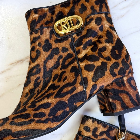 Lauren Ralph Lauren Welford III Leopard Calf Hair Booties 7.5B Excellent - Picture 12 of 12